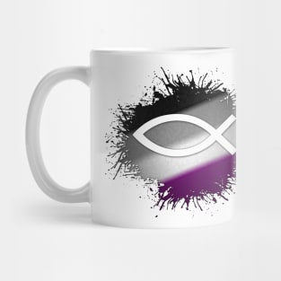 Paint Splatter Asexual Pride Flag Fish Symbol Mug